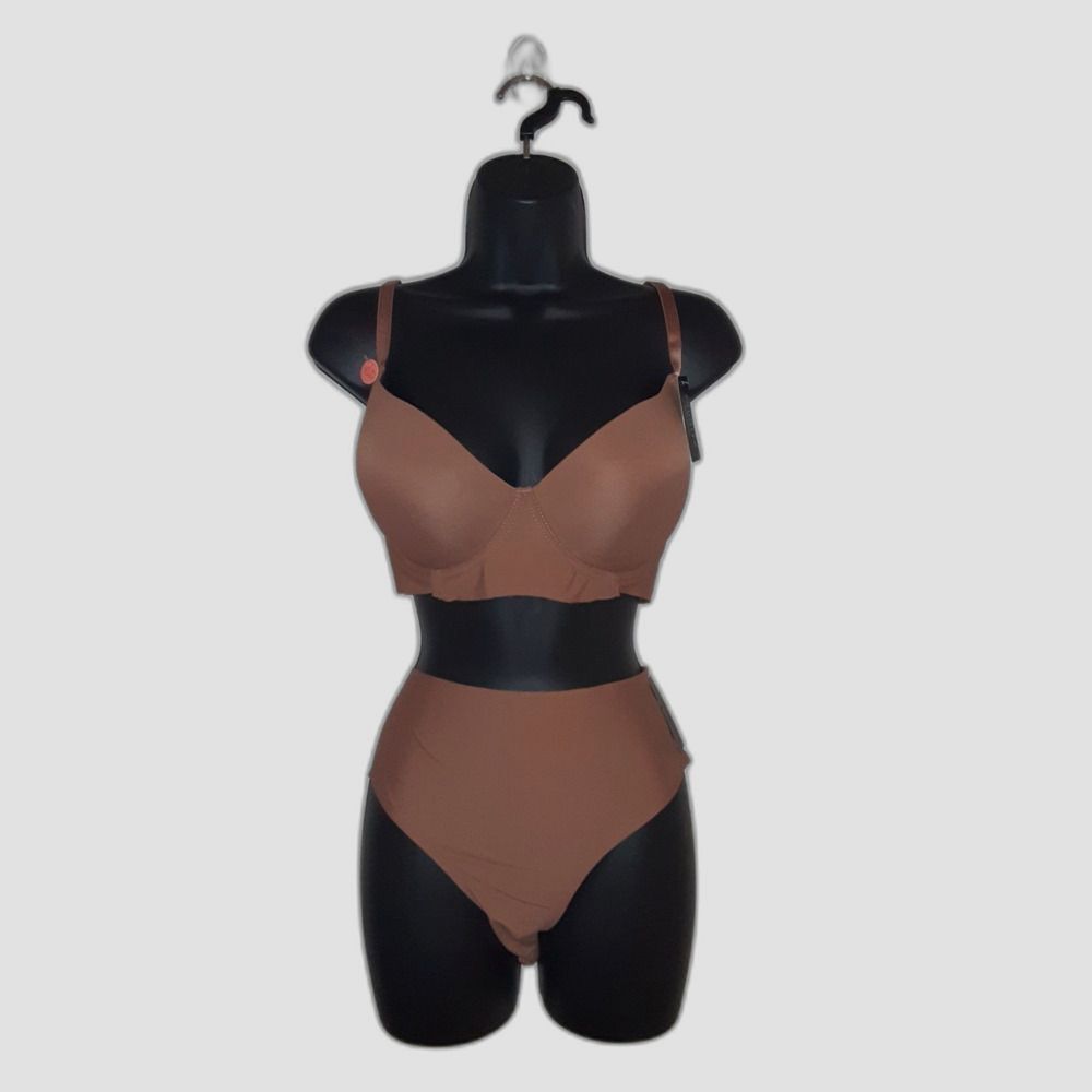 Youmita 38C Russet Seamless Bra and Large Laser Cut Panty NWT